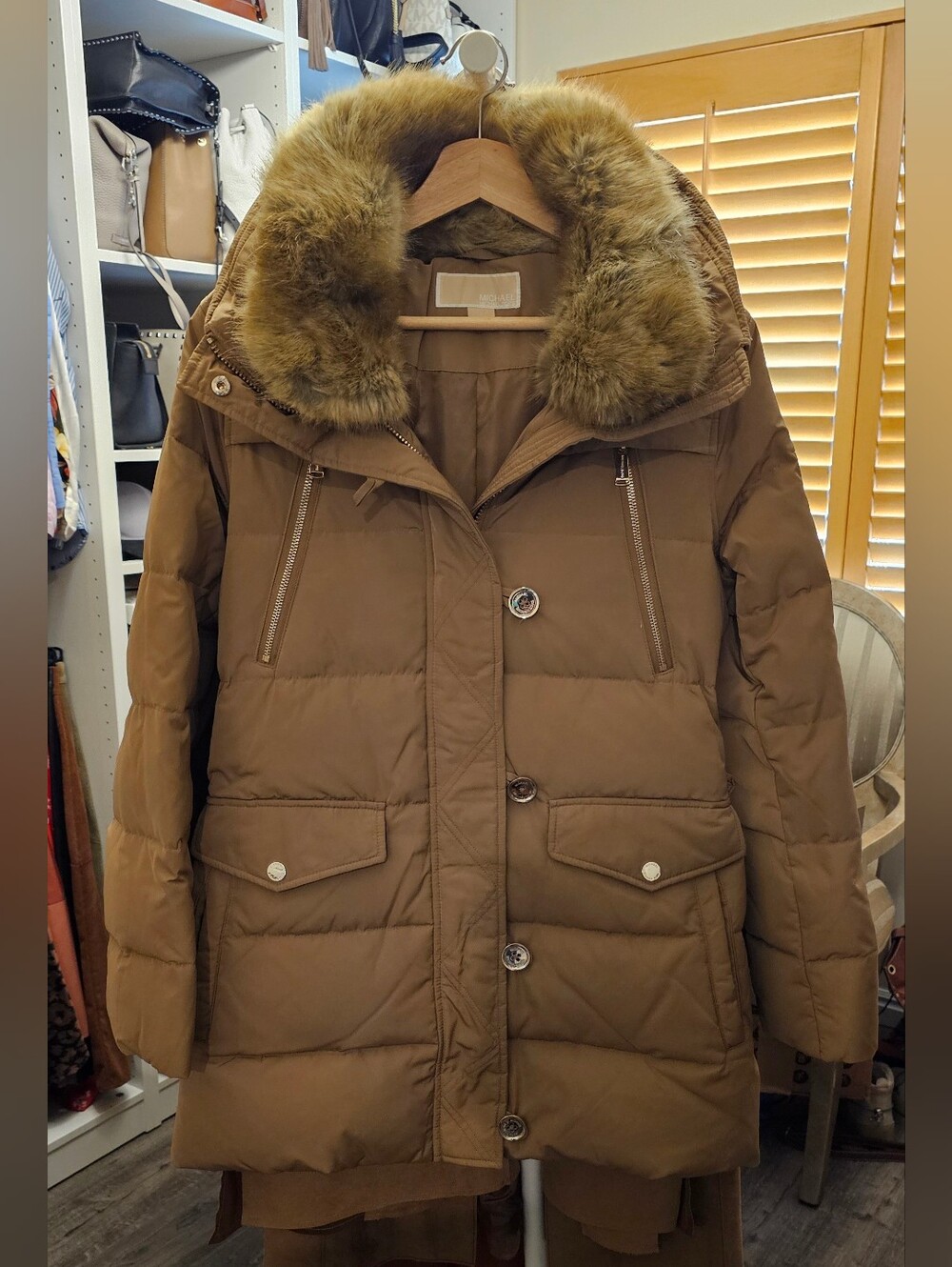 Michael Kors down-blend puffer jacket. Size S.